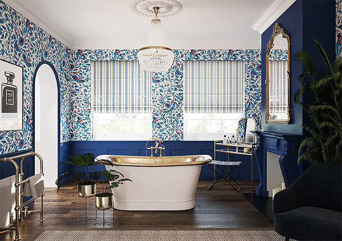 Laurel Stripe, Royal - Roman Blind - Image 8